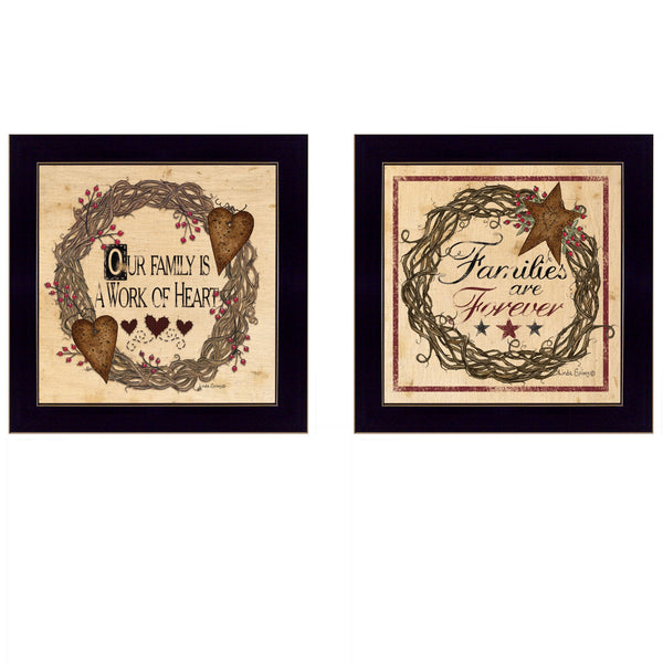 Homeroots Set Of Two Family Wisdom Ii Black Framed Print Wall Art  Paper,Wood 406095