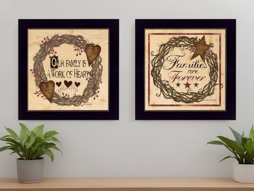 Homeroots Set Of Two Family Wisdom Ii Black Framed Print Wall Art  Paper,Wood 406095