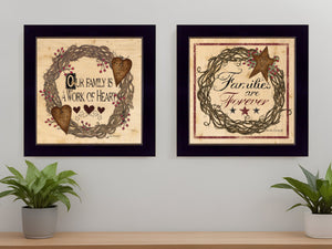 Homeroots Set Of Two Family Wisdom Ii Black Framed Print Wall Art  Paper,Wood 406095