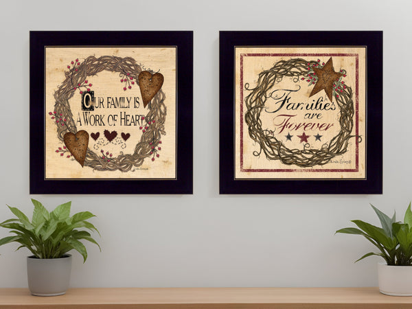 Homeroots Set Of Two Family Wisdom Ii Black Framed Print Wall Art  Paper,Wood 406095