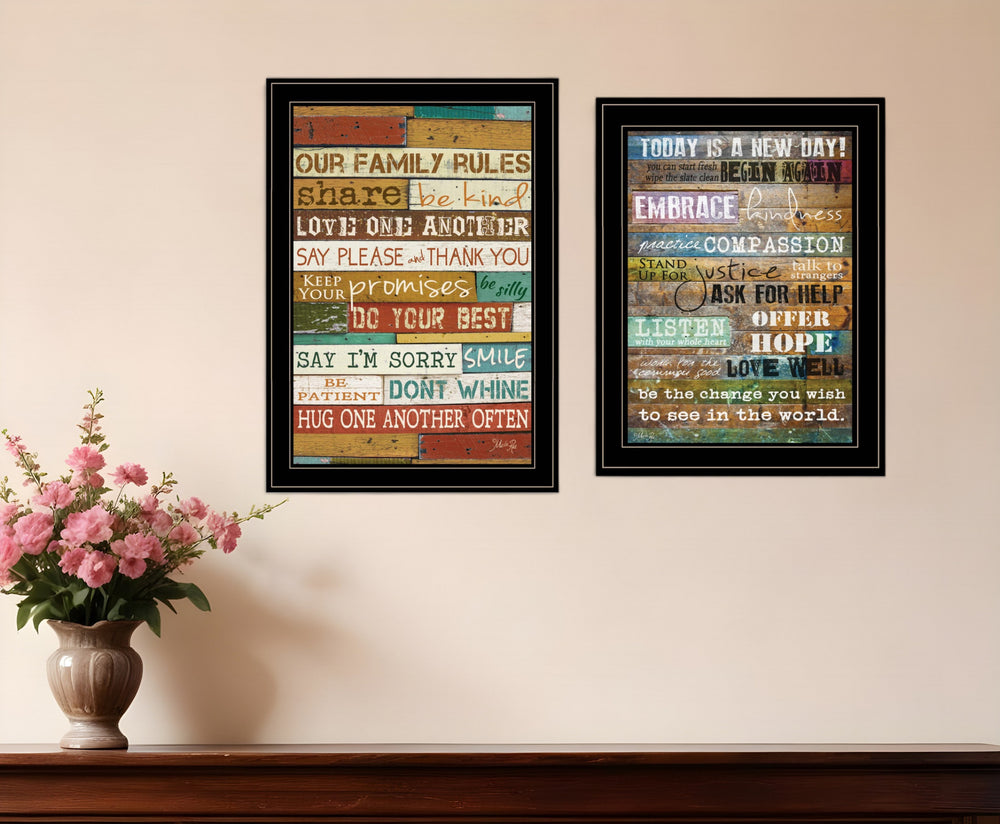 Homeroots Set Of Two Today Is 2 Black Framed Print Wall Art  Paper,Wood 406097