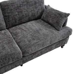 English Elm Modern chenille 2-seater sofa with LED lighting, USB charging, storage pocket, sturdy wood legs Gray W395P318544
