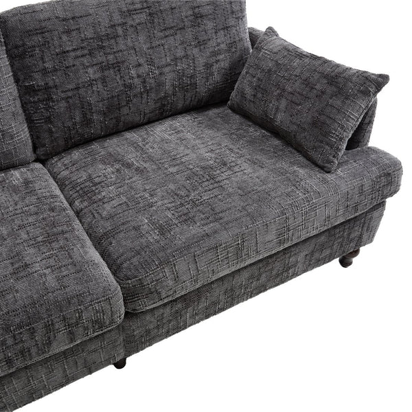 English Elm Modern chenille 2-seater sofa with LED lighting, USB charging, storage pocket, sturdy wood legs Gray W395P318544