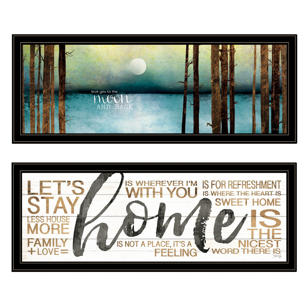 Homeroots Set Of Two Love Or Home 1 Black Framed Print Wall Art  Paper,Wood 406101