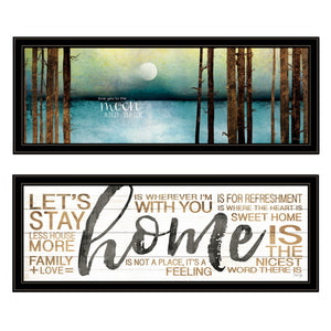 Homeroots Set Of Two Love Or Home 1 Black Framed Print Wall Art  Paper,Wood 406101