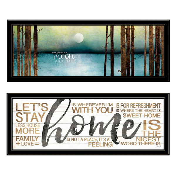 Homeroots Set Of Two Love Or Home 1 Black Framed Print Wall Art  Paper,Wood 406101