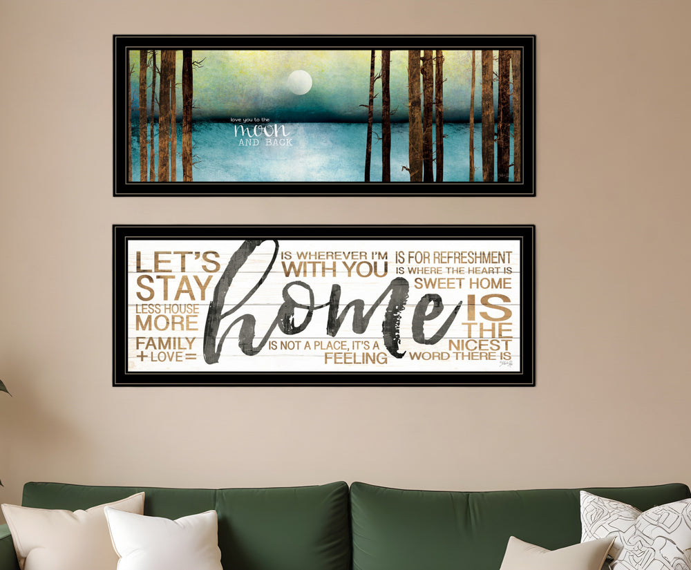 Homeroots Set Of Two Love Or Home 1 Black Framed Print Wall Art  Paper,Wood 406101