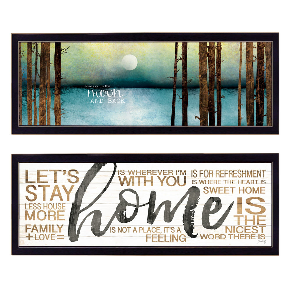 Homeroots Set Of Two Love Or Home 2 Black Framed Print Wall Art  Paper,Wood 406102