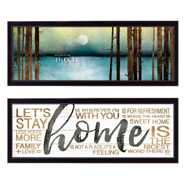 Homeroots Set Of Two Love Or Home 2 Black Framed Print Wall Art  Paper,Wood 406102