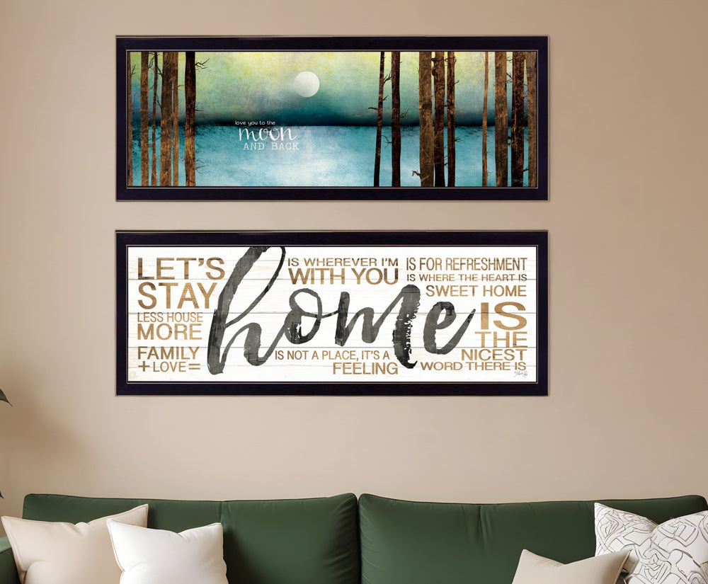 Homeroots Set Of Two Love Or Home 2 Black Framed Print Wall Art  Paper,Wood 406102