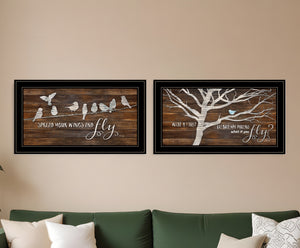 Homeroots Set Of Two Spread Your Wings 2 Black Framed Print Wall Art  Paper,Wood 406105