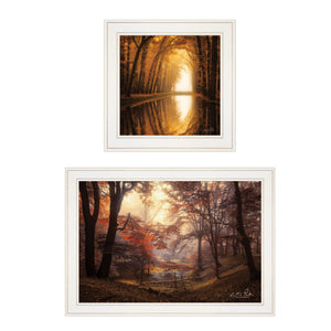 Homeroots Set Of Two Natures Reflections 1 White Framed Print Wall Art  Paper,Wood 406106