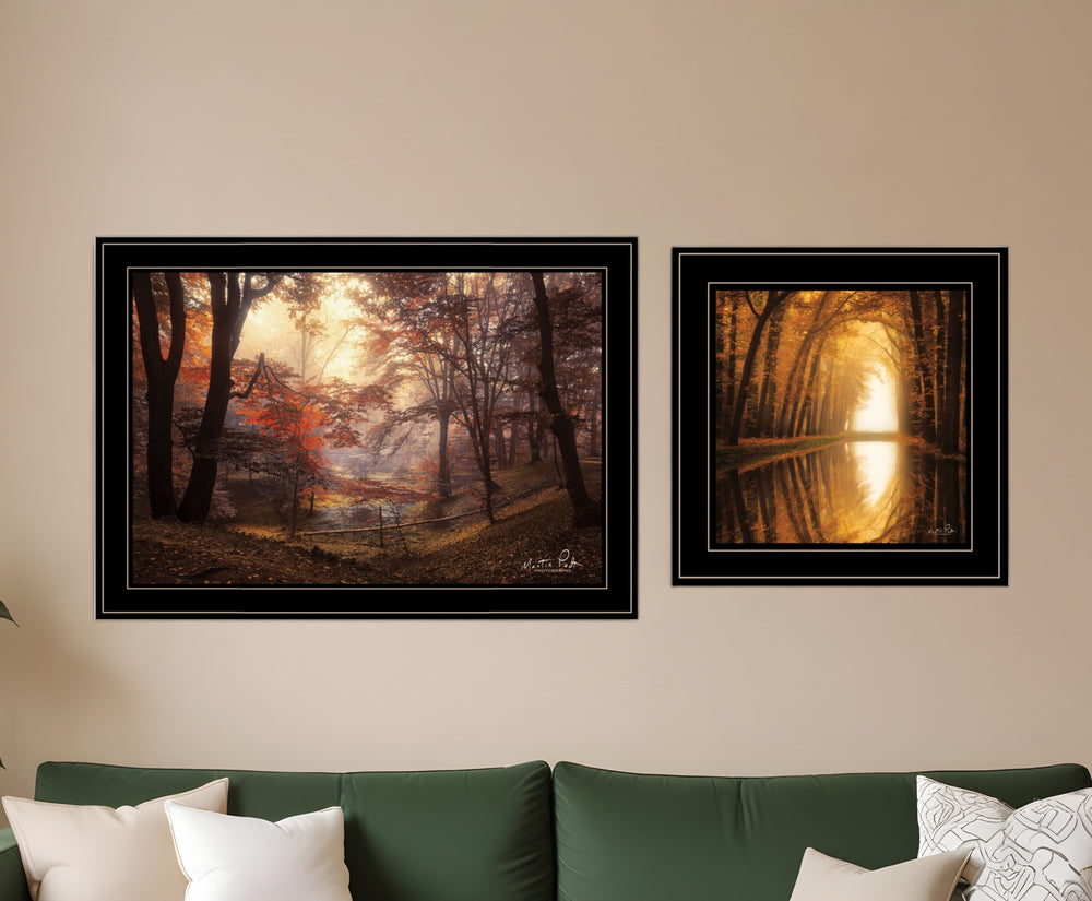 Homeroots Set Of Two Natures Reflections 2 Black Framed Print Wall Art  Paper,Wood 406107