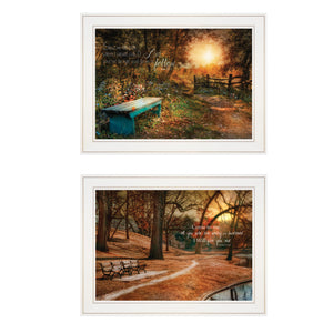 Homeroots Set Of Two Resting Places 1 White Framed Print Wall Art  Paper,Wood 406110