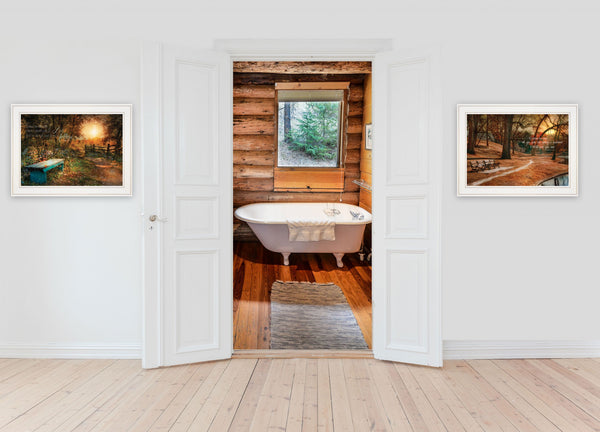 Homeroots Set Of Two Resting Places 1 White Framed Print Wall Art  Paper,Wood 406110