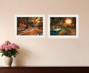 Homeroots Set Of Two Resting Places 1 White Framed Print Wall Art  Paper,Wood 406110