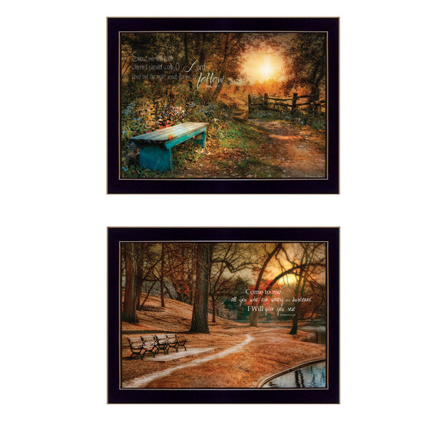 Homeroots Set Of Two Resting Places 2 Black Framed Print Wall Art  Paper,Wood 406111