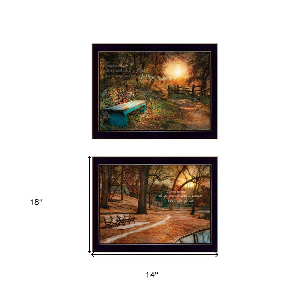 Homeroots Set Of Two Resting Places 2 Black Framed Print Wall Art  Paper,Wood 406111