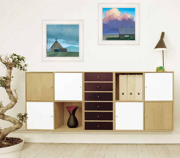 Homeroots Set Of Two Two Barnscapes 1 White Framed Print Wall Art  Paper,Wood 406115