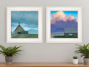 Homeroots Set Of Two Two Barnscapes 1 White Framed Print Wall Art  Paper,Wood 406115