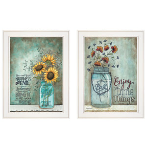 HomeRoots Set of Two Inspirational Framed Prints - "Enjoy the Little Things" & "Happiness" for Home Decor 406117