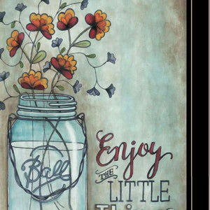 HomeRoots Set of Two Uplifting Black Framed Prints - "Enjoy the Little Things" & "Happiness" Wall Art Decor 406118