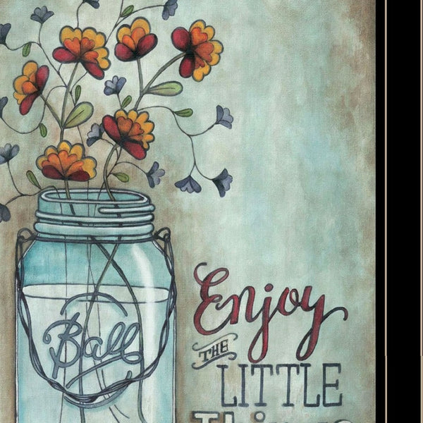 HomeRoots Set of Two Uplifting Black Framed Prints - "Enjoy the Little Things" & "Happiness" Wall Art Decor 406118