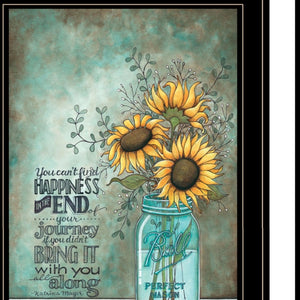HomeRoots Set of Two Uplifting Black Framed Prints - "Enjoy the Little Things" & "Happiness" Wall Art Decor 406118