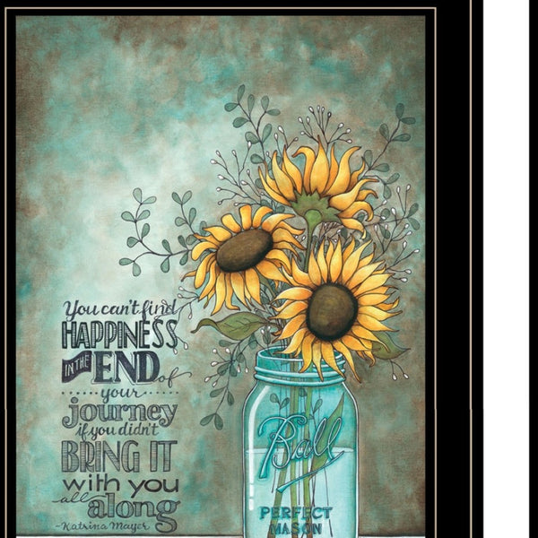 HomeRoots Set of Two Uplifting Black Framed Prints - "Enjoy the Little Things" & "Happiness" Wall Art Decor 406118