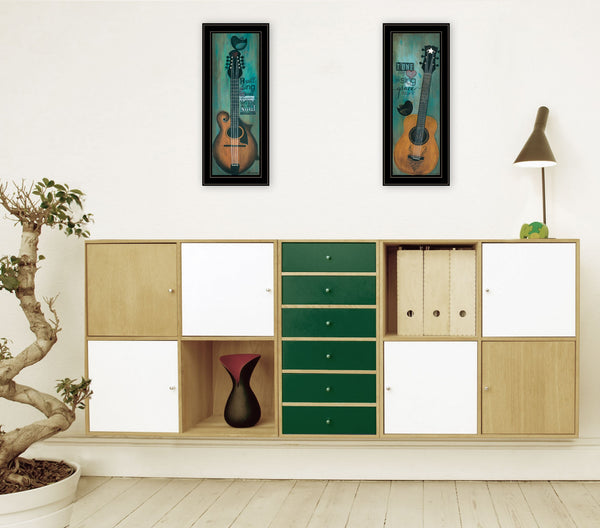 Homeroots Set Of Two Tune My Heart And I Will Sing 2 Black Framed Print Wall Art  Paper,Wood 406120