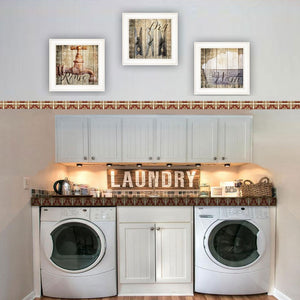 HomeRoots Set of Three Wash Framed Prints for Modern Bathroom Decor - Stylish Wall Art Trio for Any Space 406121