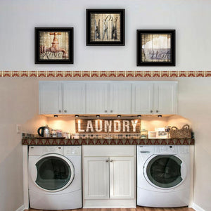 HomeRoots Set of Three Contemporary Black Framed Prints - Bold Bathroom Wall Art for Modern Decor Styles 406122
