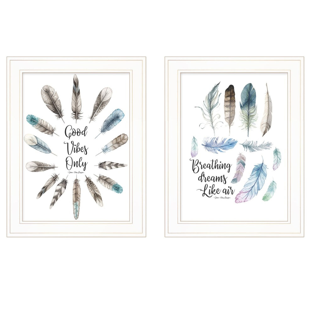 HomeRoots Set of Two Good Vibes Framed Prints - Modern Wall Art for Positive Energy and Stylish Décor 406123