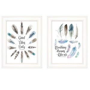 HomeRoots Set of Two Good Vibes Framed Prints - Modern Wall Art for Positive Energy and Stylish Décor 406123
