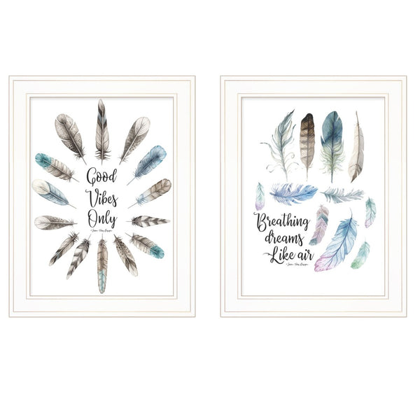 HomeRoots Set of Two Good Vibes Framed Prints - Modern Wall Art for Positive Energy and Stylish Décor 406123