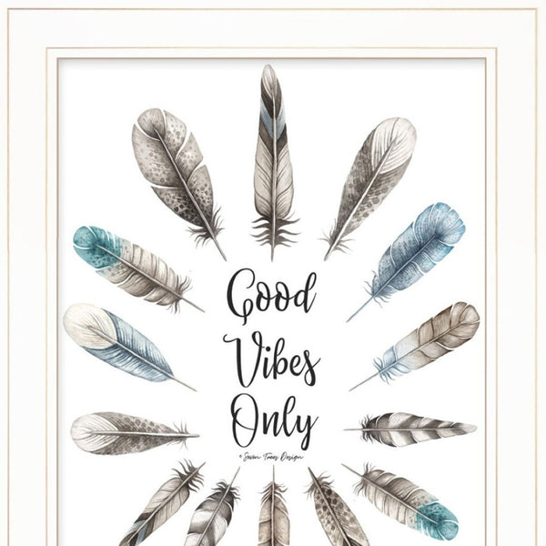 HomeRoots Set of Two Good Vibes Framed Prints - Modern Wall Art for Positive Energy and Stylish Décor 406123