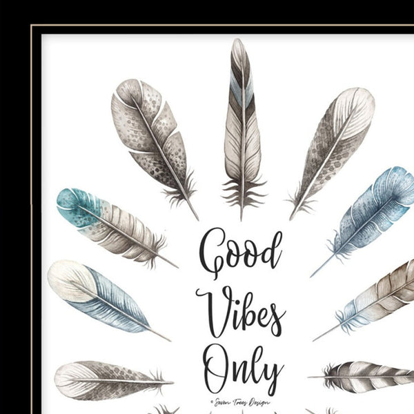 Homeroots Set Of Two Good Vibes 2 Black Framed Print Wall Art  Wood Paper 406124