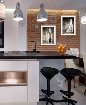 Homeroots Set Of Two Moody Gray Glassware Still Life 1 White Framed Print Kitchen Wall Art  Wood Paper 406130