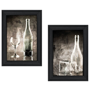 Homeroots Set Of Two Moody Gray Glassware Still Life 2 Black Framed Print Kitchen Wall Art  Wood Paper 406131