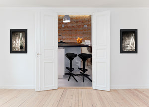 Homeroots Set Of Two Moody Gray Glassware Still Life 2 Black Framed Print Kitchen Wall Art  Wood Paper 406131