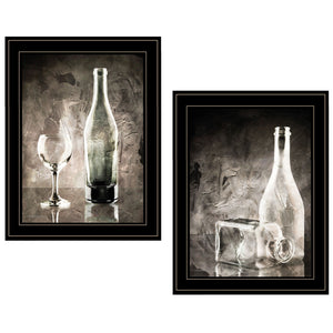Homeroots Set Of Two Moody Gray Glassware Still Life 3 Black Framed Print Kitchen Wall Art  Wood Paper 406132
