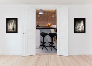 Homeroots Set Of Two Moody Gray Glassware Still Life 3 Black Framed Print Kitchen Wall Art  Wood Paper 406132