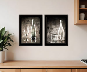 Homeroots Set Of Two Moody Gray Glassware Still Life 3 Black Framed Print Kitchen Wall Art  Wood Paper 406132