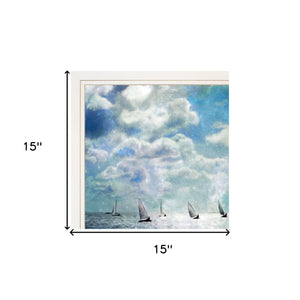 Homeroots Set Of Two Sailboat Marina 2 White Framed Print Wall Art  Wood Paper 406134
