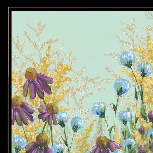 Homeroots Set Of Two Floral Field 2 Black Framed Print Wall Art  Wood Paper 406139