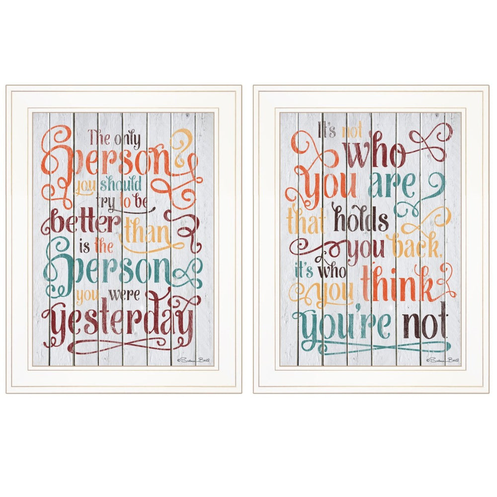 HomeRoots Set of Two Modern Minimalist White Framed Print Wall Art - Stylish Home Decor for Any Room 406140
