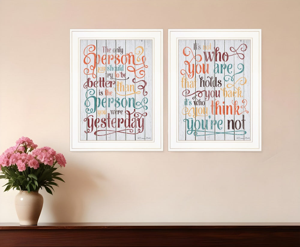 HomeRoots Set of Two Modern Minimalist White Framed Print Wall Art - Stylish Home Decor for Any Room 406140