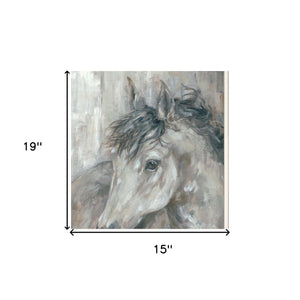 Homeroots Set Of Two True Spirit Horses 1 White Framed Print Wall Art  Wood Paper 406142