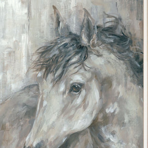 Homeroots Set Of Two True Spirit Horses 1 White Framed Print Wall Art  Wood Paper 406142