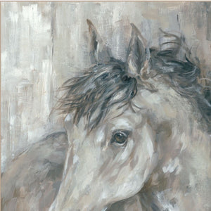 Homeroots Set Of Two True Spirit Horses 1 White Framed Print Wall Art  Wood Paper 406142